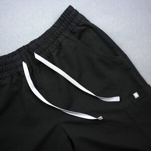 FIGS High Waisted Zamora Jogger Scrub Pants Black Women M Petite Work Drawstring